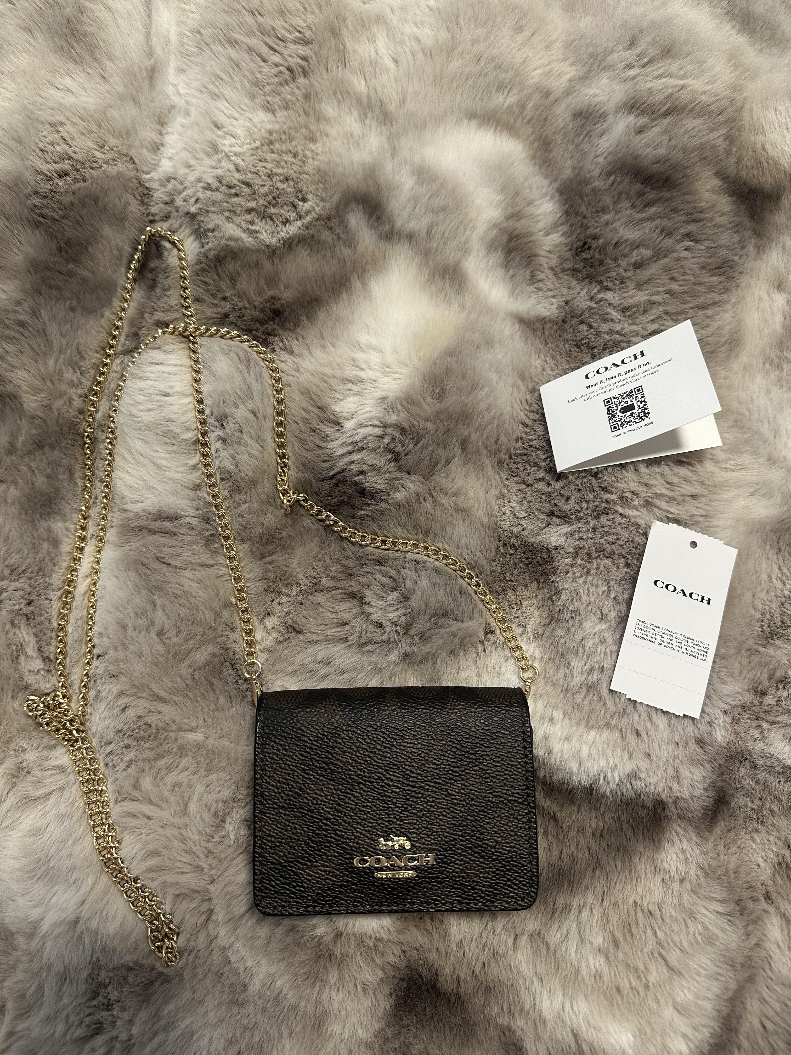 【COACH】チェーン クロスボディ Mini Wallet On A Chain 送料込 Coach Mini Wallet On A Chain With Houndstooth Print