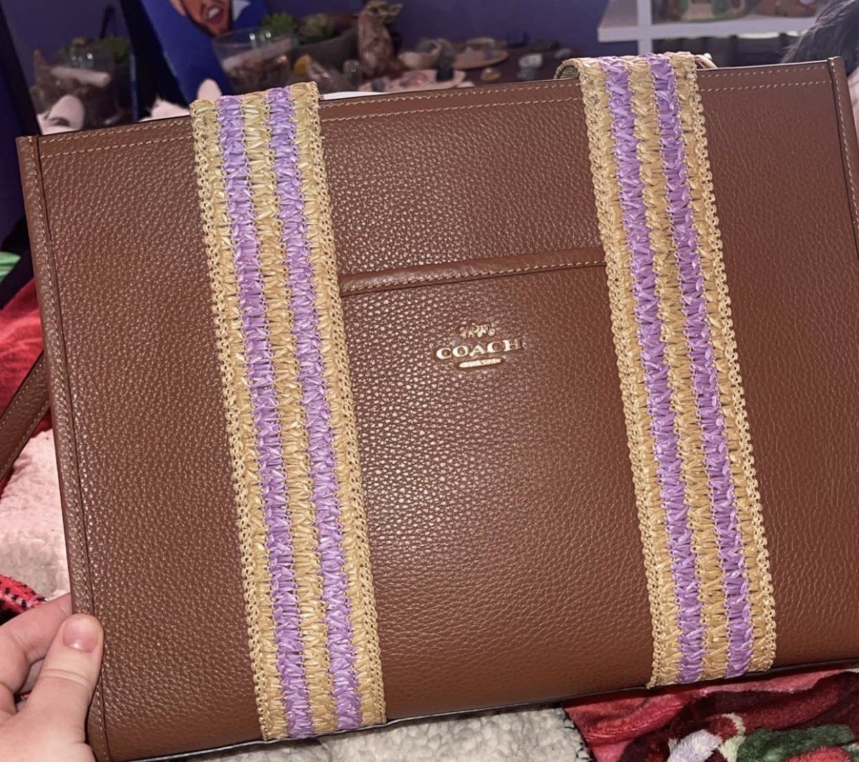 【COACH】 25'夏新＊ストライプハンドル☆ スミス トート CBG90 COACH、コーチ、スミストート、アウトレット、2WAY