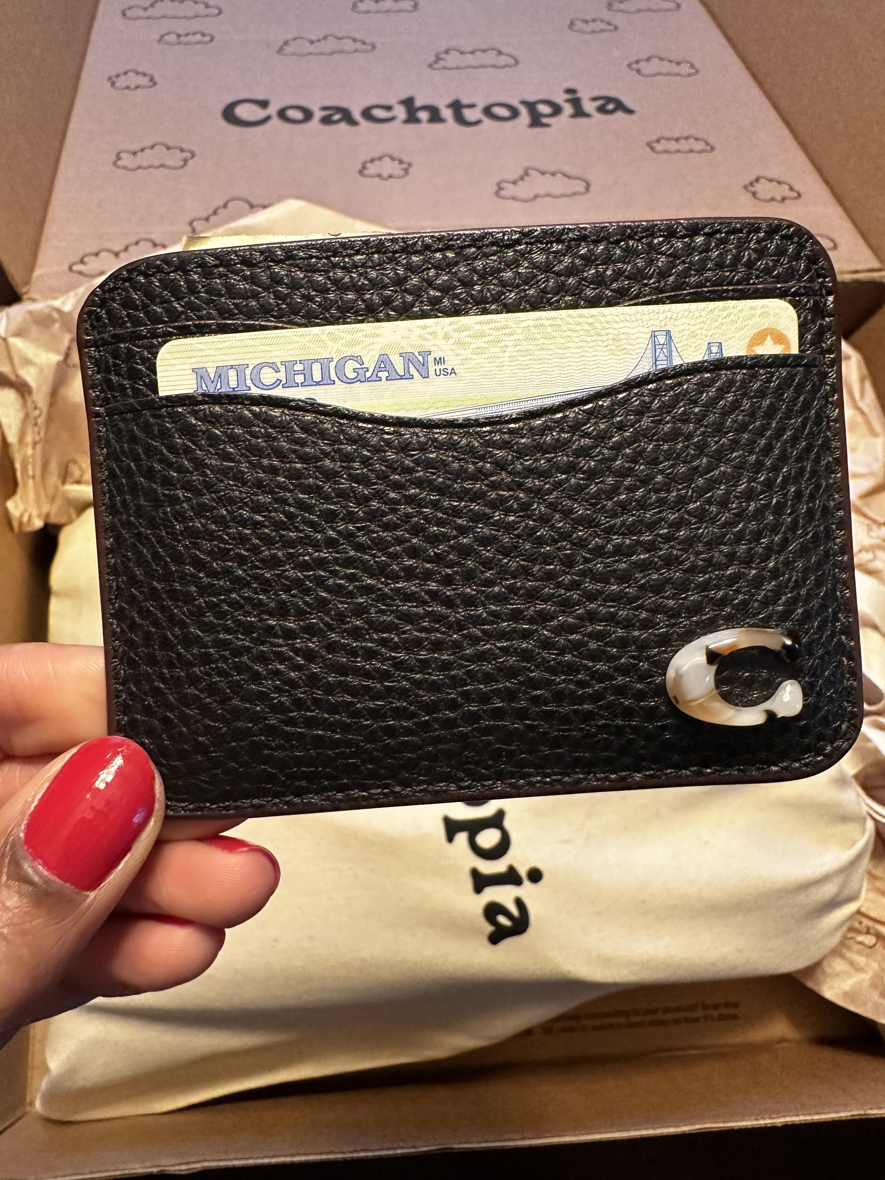 Leave Wavy Card Case In Croc-Embossed Coachtopia Leather