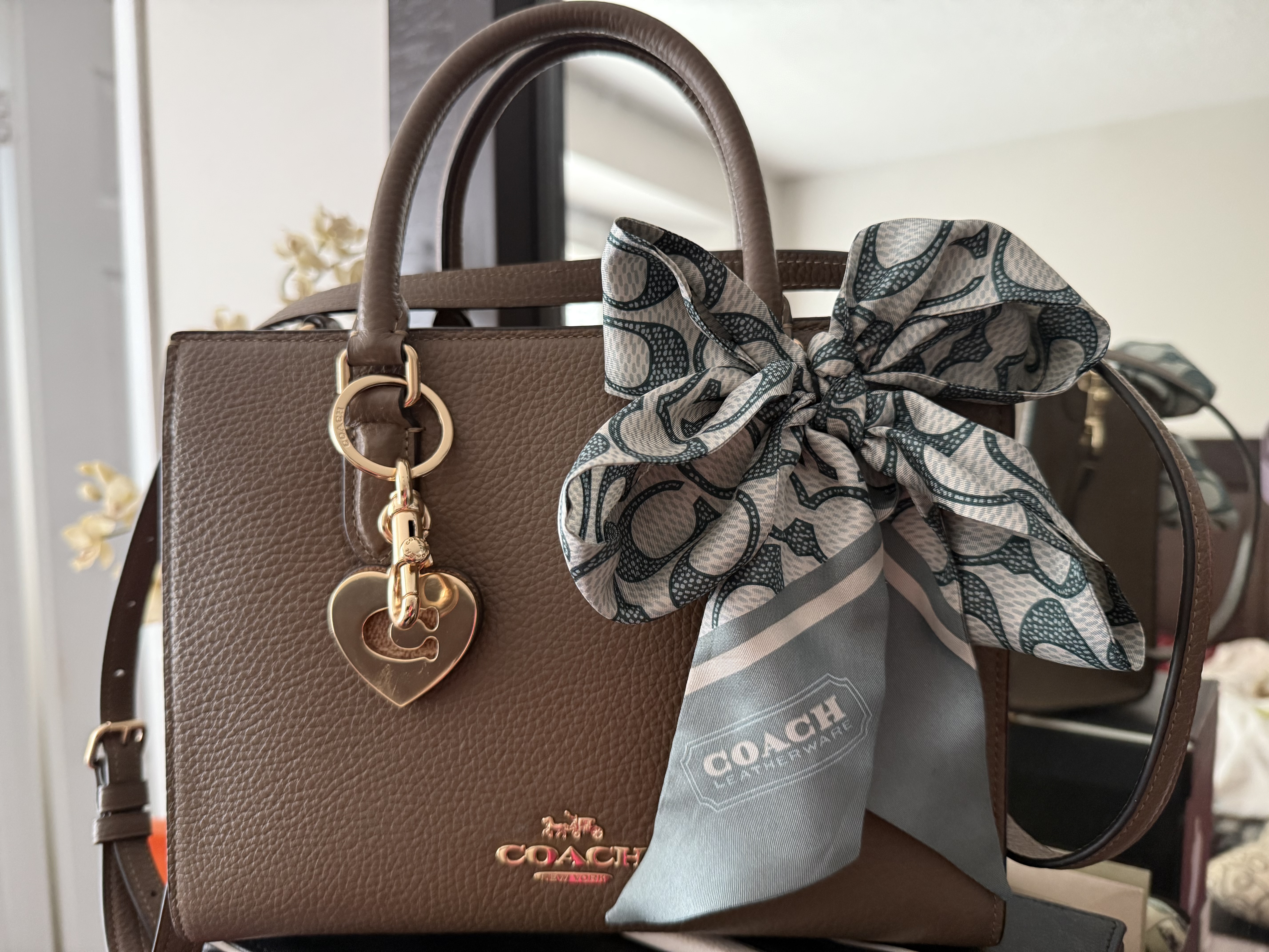 COACH® Outlet | Textured Signature Print Silk Skinny Scarf