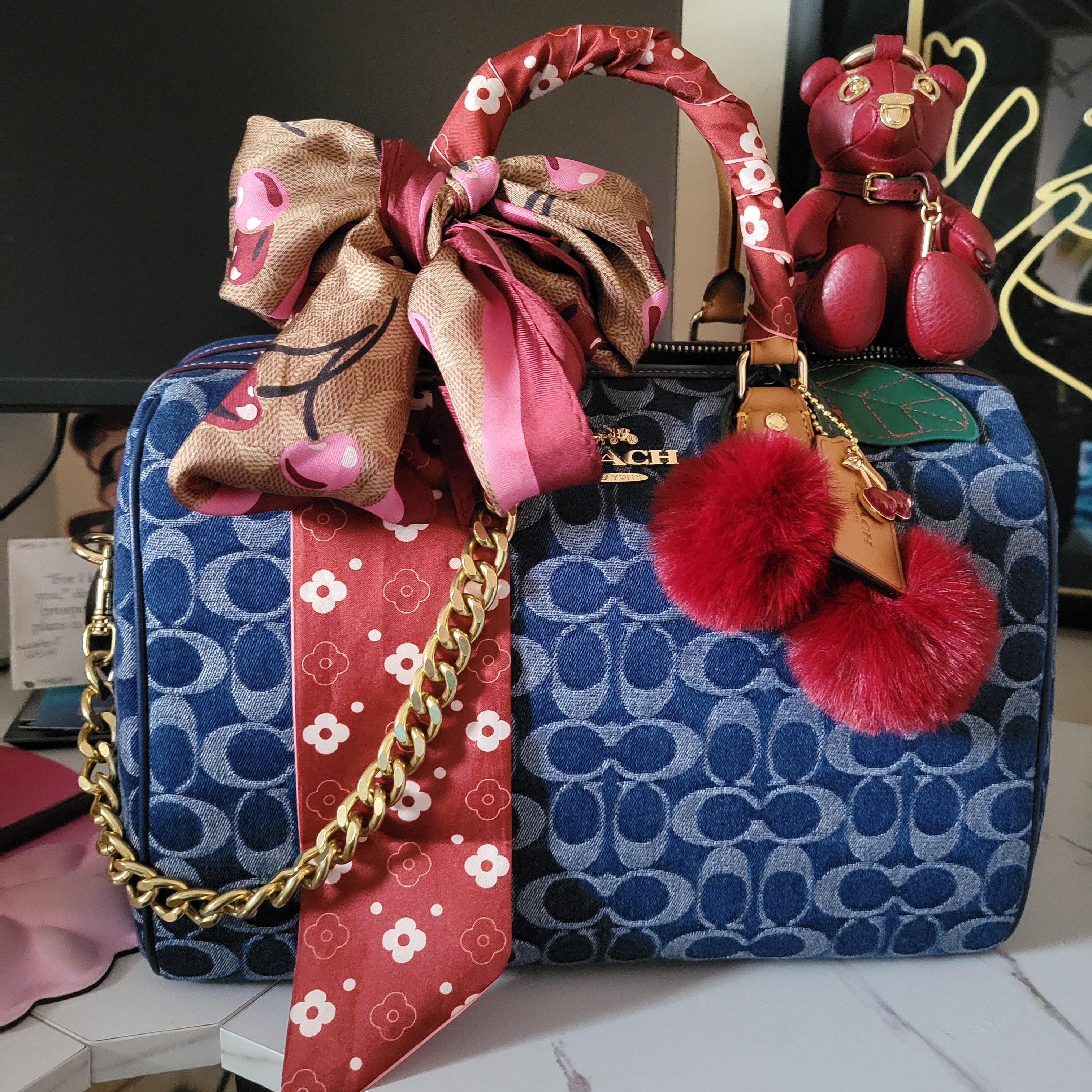 COACH® Outlet | Signature Cherry Swirl Print Silk Diamond Scarf