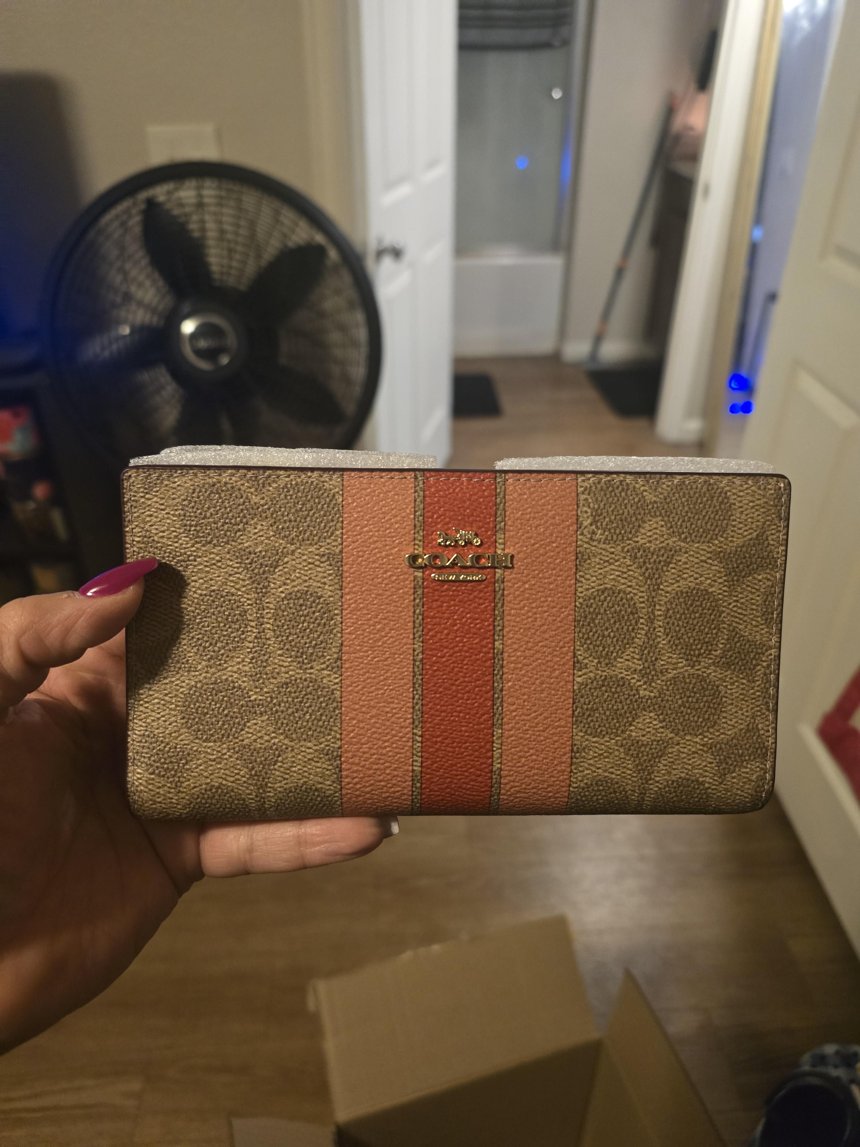COACH® Outlet | Slim Zip Wallet In Signature Canvas With Stripe