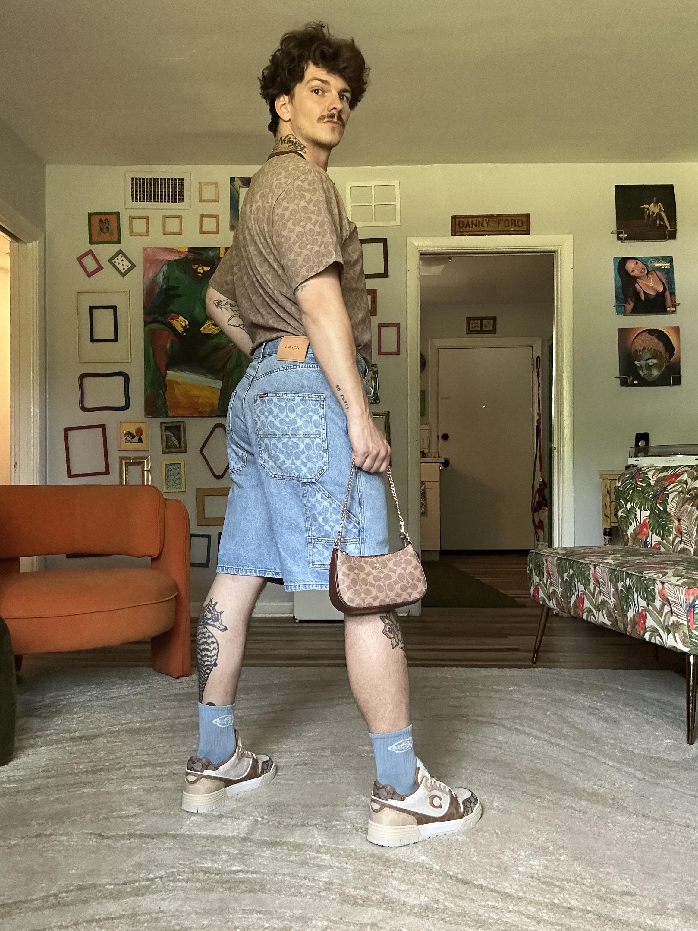 パンツ coach jorts denim half pants COACH® Outlet | Distressed Denim Shorts