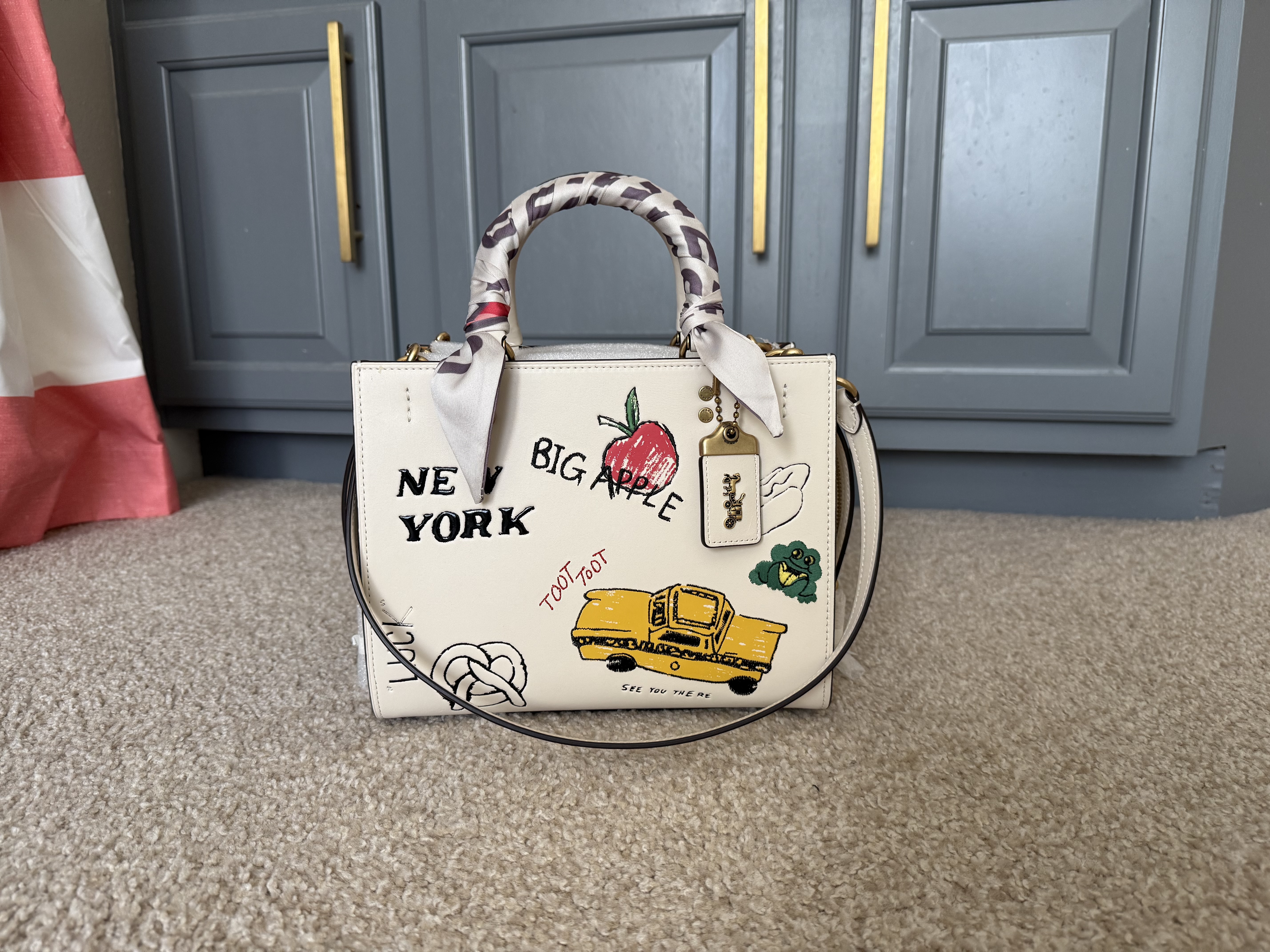 美品✨COACH Patchwork Accessory Pouch 40928 Coach Brown Signature mini accessory pouch Double Turn lock Brown