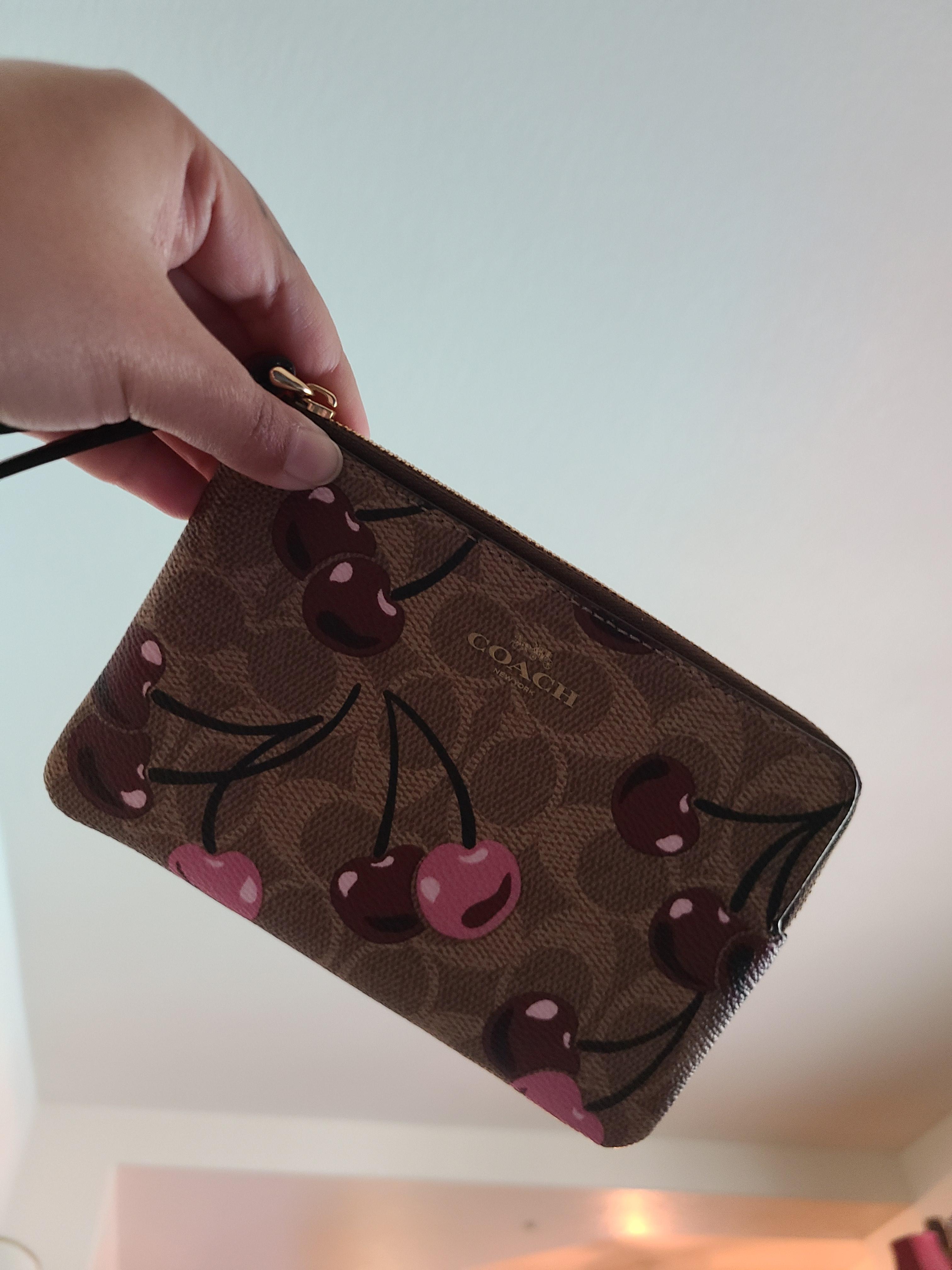 COACH® Outlet | Corner Zip Wristlet With Cherry Print