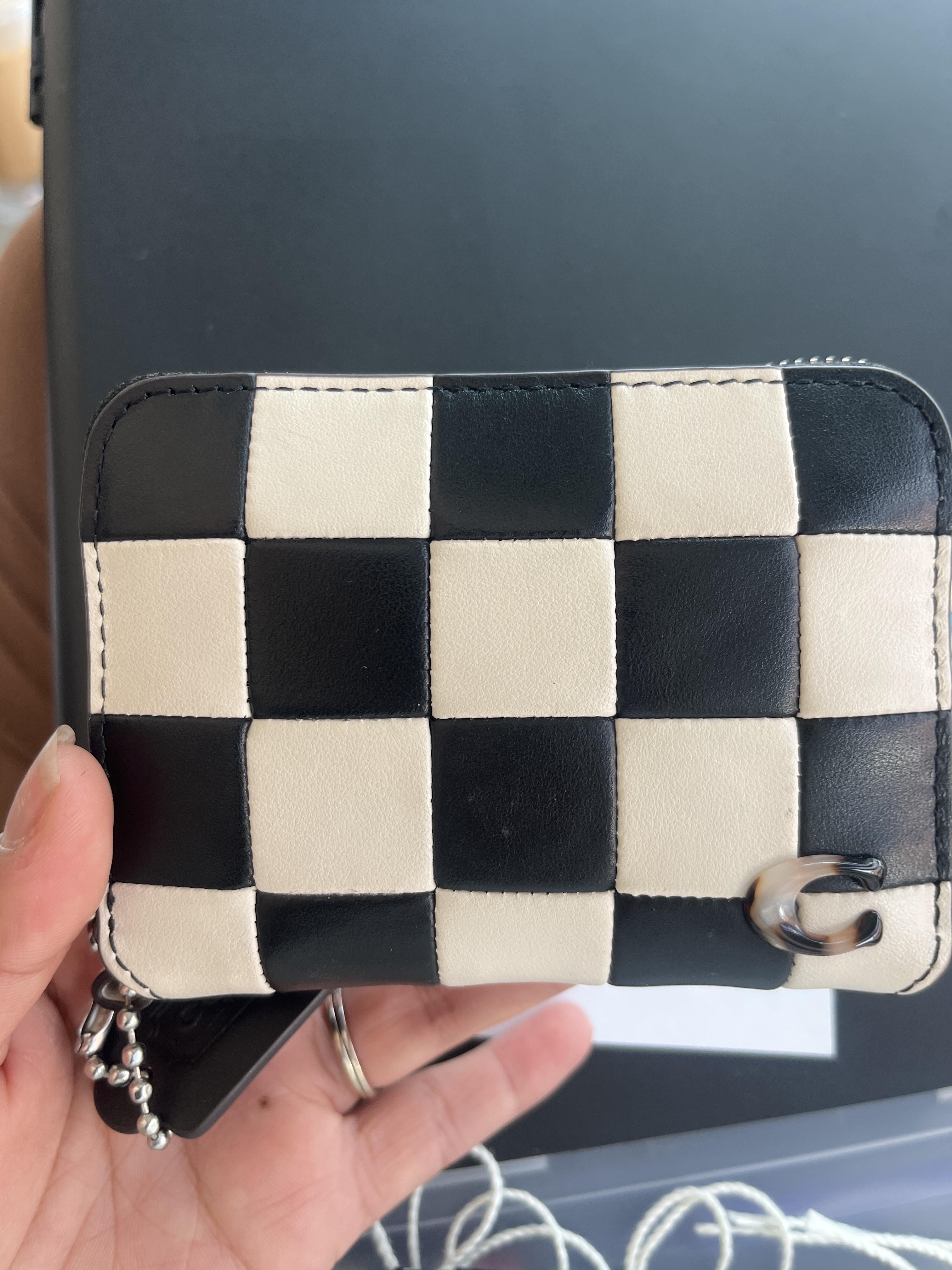 Zip Around Wallet In Checkerboard Upcrafted Leather