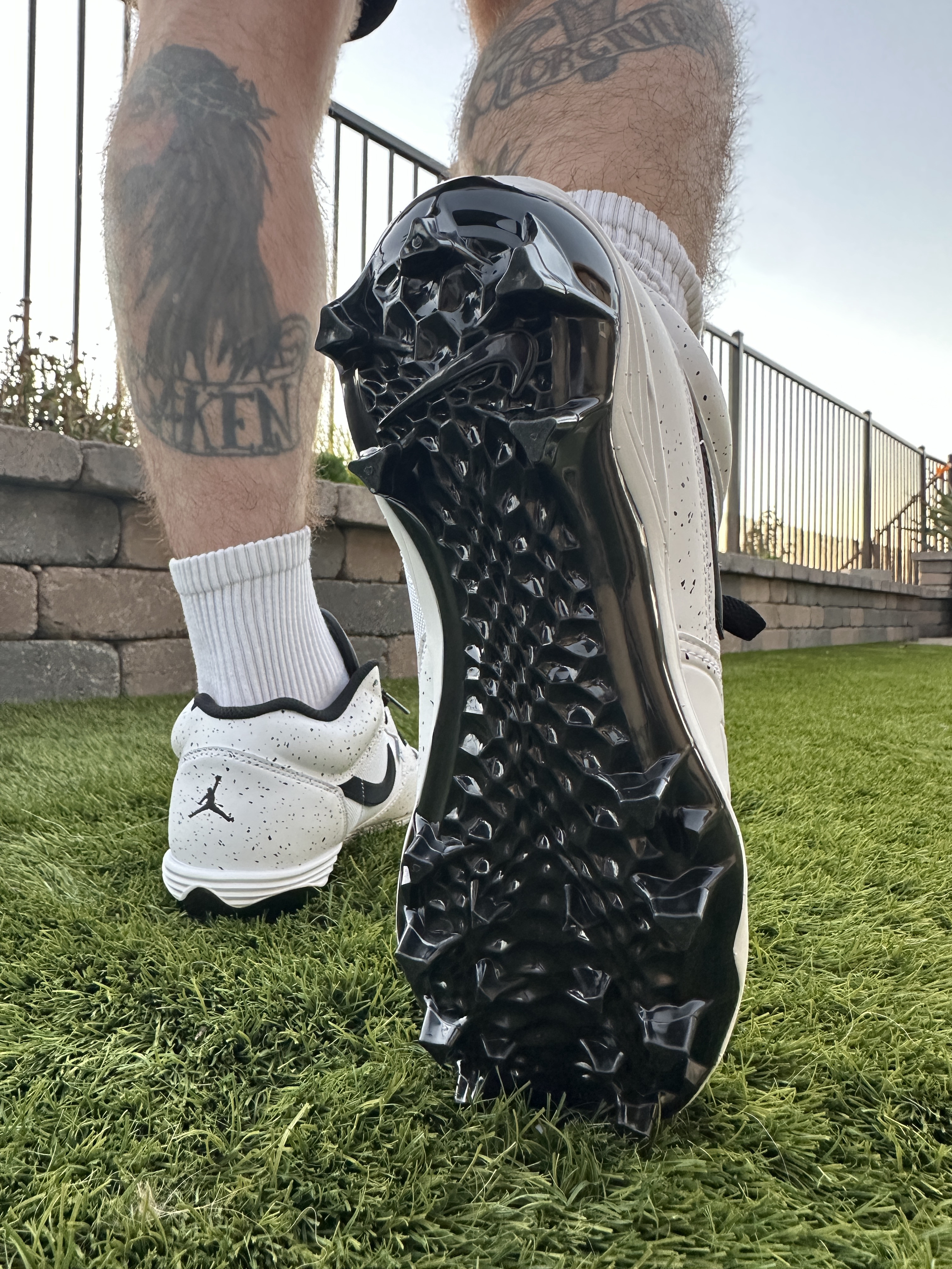 jordan 1 low cleats on feet