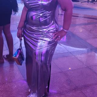 eloquii silver dress Eloquii Silver Metallic Glitter Wrap Maxi Dress
