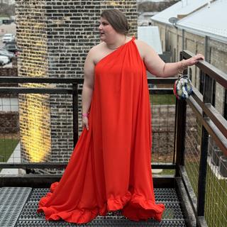eloquii orange dress High Slit Crochet Coverup Maxi Dress, Vibrant Orange