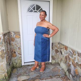 white christmas dresses Symphony Dress - Pearl Beaded Top Denim Plus Size Mini Dress main image 0