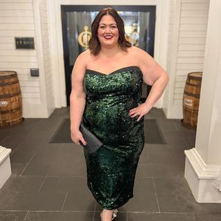green emerald velvet dress ELOQUII Women's Plus Size Cross Front Midi Dress