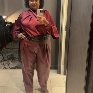 SOPHIA DRAPE NECK BLOUSE＆PANTS(M) Ivana Drape Top – USA KOOKAÏ
