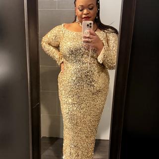 Off The Shoulder Sequin Column Dress | ELOQUII