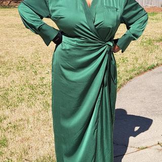 Satin Wrap Dress with Ties - Maxi Length, Eden | ELOQUII