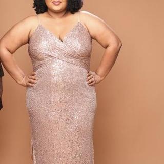 Sequin Crossover Detail Dress - Midi Length, Silver | ELOQUII Sequin Crossover Detail Dress - Midi Length, Silver | ELOQUII