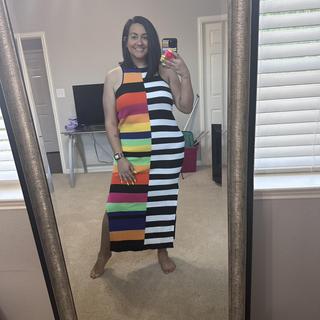 mixed stripe ribbed dress ELOQUII Women's Plus Size Mixed Stripe Ribbed Dress