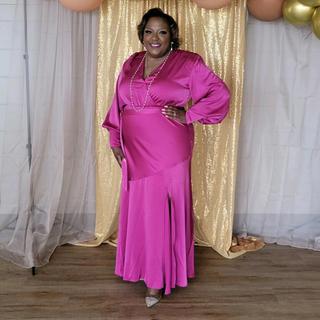 chinese dress ladies Amazon.com: ELOQUII Women's Plus Size Satin Maxi Dress main image 0