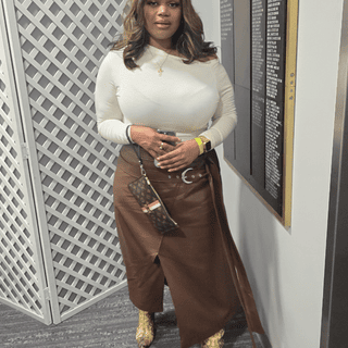 Double Belt Wrap Faux Leather Skirt | ELOQUII