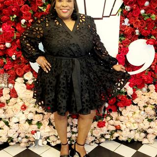 eloquii elements women's plus size short sleeve tiered eyelet dress Tiered Eyelet Mini Dress with Puff Sleeves, Black Onyx