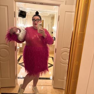 SHE tokyo モケスカート Elliy feather ピンク 34 SHE tokyo モケスカート Elliy feather ピンク 34