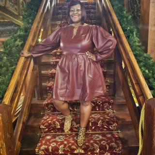 Mini Faux Leather Dress with Lantern Sleeves, 4473508 | ELOQUII