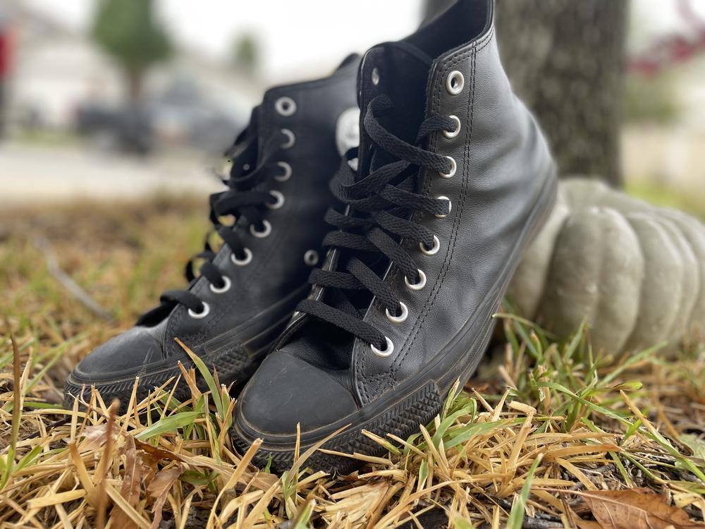 Black Leather Converse High Tops All Star Hi Weatherized Leather