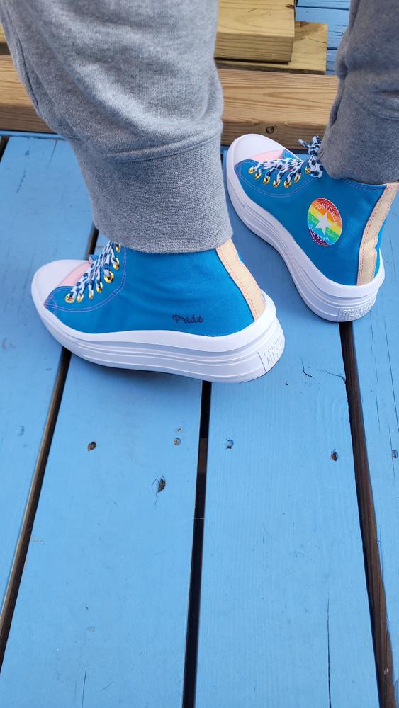 I love my one of a kind custom CTAS high tops. You can express your unique style by choosing your favorite colors and design for these sneakers. I was offered a variety of colors, patterns and even custom text and graphics. 
They are the same quality and confort as a shoe purchased in a store. The insole is cushioned and also offers style and comfort. I have worn them all day and don’t have any complaints. 
You can wear them with jeans, shorts, sweats and can also be paired with semi-formal clothes. I am so happy with the choices I made. They are unique, stylish and beautiful! I absolutely would recommend these sneakers.