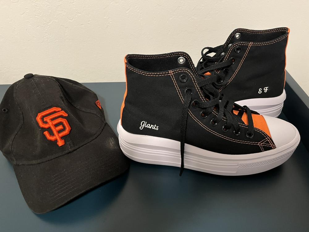 I have always been a fan of converse shoes-the classic style and design. I was excited to see this platform style and how elevates the look. The cushion the sole is so comfortable- as soon as you put them on your feet feel like walking on clouds, absolutely perfect for walking around all day!
It was so fun designing the shoe to fit my dream of a team spirit shoe and it has exceeded expectations. I love the colors and font- so many options to customize. The website was so easy to use- all from my smartphone. 
The only thing I would’ve changed is order my usual size. The website recommended to go one size down but if you have wider feet go with your true size. Can’t wait to wear them to the game!!