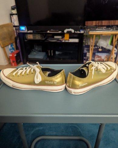 Disclaimer, I did just recently receive the shoes and I haven't worn them yet so this review reflects more about my ordering experience and first impressions. I'll update after I wear them :)

The ordering process was really cool. I loved the 3D preview of the custom design where all angles could easily be viewed. I was able to easily create my custom gold Chucks which I plan to wear at my best friend's wedding as the Maid of Honor (which is what I had embroidered on these shoes!). They are so much better in person than the 3D model or even photos can display. Very high quality and the embroidery is neat. I was so excited to be able to order metallic leather and still get them custom embroidered. I sprang for the comfort inner sole and I'm glad I did. It's very soft yet supportive so I'm sure I will be comfortable during the wedding festivities. I can't wait to show them off!