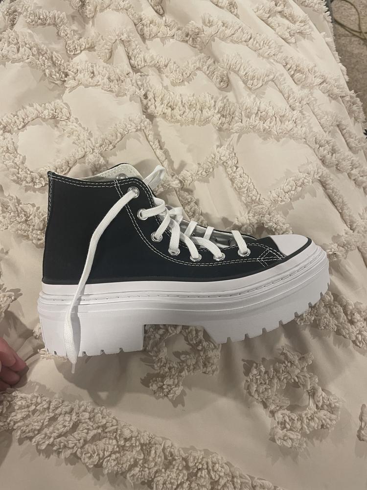 How fun are these?! They make me feel like I’m back in the 90’s! I love the “vintage” style they have! I have worn them with flare jeans and black flare yoga pants so far, they went great with both. They cut great, a little stiff at first but the more I wear them, the more comfortable they get. You do need to loosen the laces quite a bit to be able to slide your foot through the top but that’s not a big con. I love classic black and white Chuck contrast! I haven’t need to wash them but when I do, I know that it will be fairly easy. All in all, I’m a big fan and can’t wait to wear these for years to come!