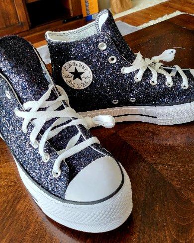 These sparkly Chucks are fabulous! They are my Mother of the bride shoes for my daughter's Scottish wedding. Love them!