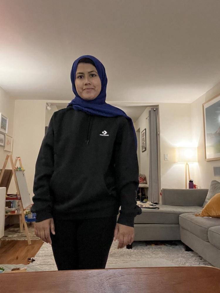 I was so excited when I saw this hoodie as it’s very simple but also looked stylish. The material is very soft, and the inner lining is super cozy which you know mean you’ll be set for winter and fall. The hoodie fits true to size and is one of my favorites now.