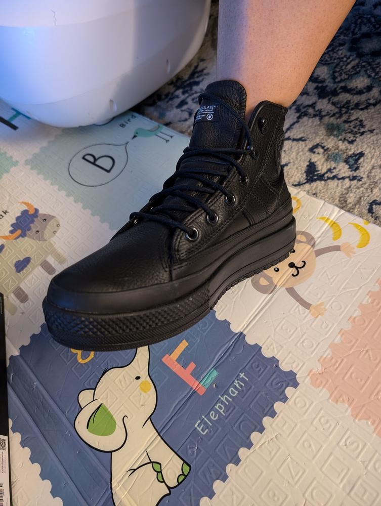 I needed a pair of shoes that was waterproof especially when I go fishing in the rain. These work wonderfully. I was fishing in the rain for 3 hours and my feet stayed perfectly dry. It also gave me nice traction walking on the rocks which I was fishing. 
I normally wear a 9 in women's and I got this pair in a size 10 so I can wear thicker socks. The shoes are roomy and not too snug. I love the little platform. My husband is normally a size 9 in men's so this converts to 8.5 in men's and it's snug for him. So it's definitely true to size. The leather is soft and because of this material it didn't feel stiff around my ankles.
I can't wait to try these shoes in the snow this winter. I definitely recommend.