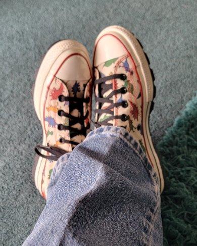 I'm a middle aged woman with her first pair of dinosaur shoes and I LOVE them!!! I'm a long time Converse wearer. They're classic, iconic. And now we have the option to customize them and make them unique. I love that.  Also, they're very comfortable. I went with the upgraded soles and have no regrets. I know I'll be customizing again in the near future. Good job, Converse. Your marketing was spot on.