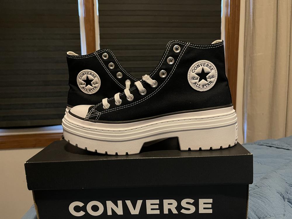 I’ve been wearing chucks for a long time now and I feel like they never disappoint. These Chuck Taylor All Star Lugged Heel Platform fit true to size and are very comfortable. The fabric is nice and a bit padded around the ankle to make sure any rubbing against the heal is minimal. I happen to have bigger ankles so the fit around the ankle was a little tight, so I can’t say I would recommend these if you have larger ankles as they probably won’t lace up well. 

All in all I’d give these a solid 8/10