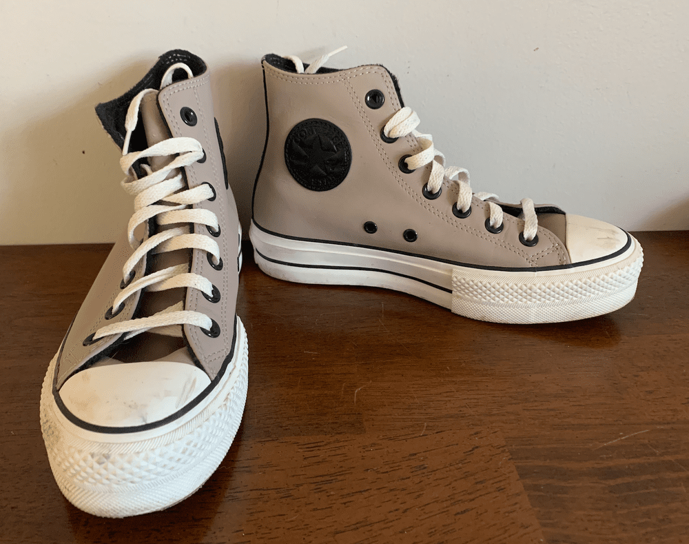 I absolutely love my custom platform Chucks! As a kid and young adult, I almost exclusively wore Chucks, and usually had several pairs at any given time. As I got older, I found I needed more support and a wider variety of shoes, and moved onto other things. Imagine my delight to custom design a pair of platform Chucks with premium materials that are perfect for me in my current stage of life! The platform and high top style offer more foot and ankle support and make these comfortable enough for all-day, active wear. The leather uppers create a slightly more elevated appearance, perfect for running errands, chasing my kids around a park, or meeting up with friends, and they give any outfit that little edge of relaxed cool. I adore the cozy fleece lining -- I expect that these will be a go-to for me during the cold New England winter. Every time I wear them, I am showered with compliments!