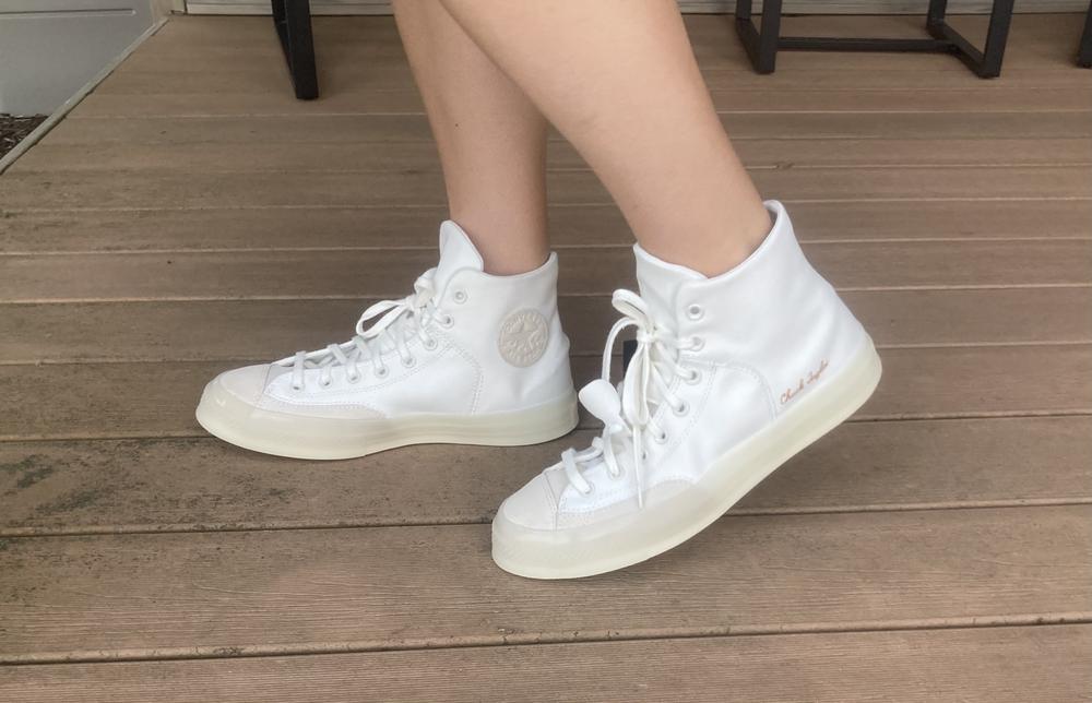 These shoes are so good looking with the monotone coloring and high tops. They are comfortable for walking around but not very supportive. I got lots of compliments on them.