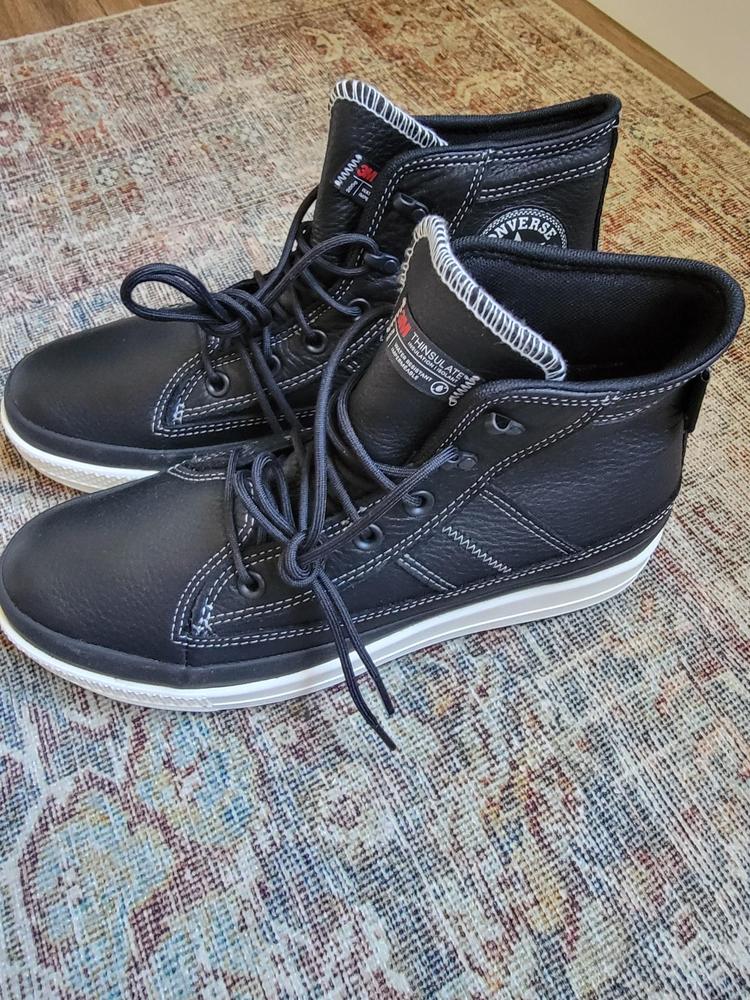 I love the leather on these sneakers! The black is classic and with them being insulated and water resistant, they would truly be a great wear for the upcoming fall/winter months! They have an elevated feel about them with the design, and stitching. If I were to change anything about them, it would be to make the white platform be a little less chunky since they are a dressier men's boot. That is simply a personal preference though! But, if you frequently wear Converse, I 10/10 recommend these! So much classier than your typical sneakers!!