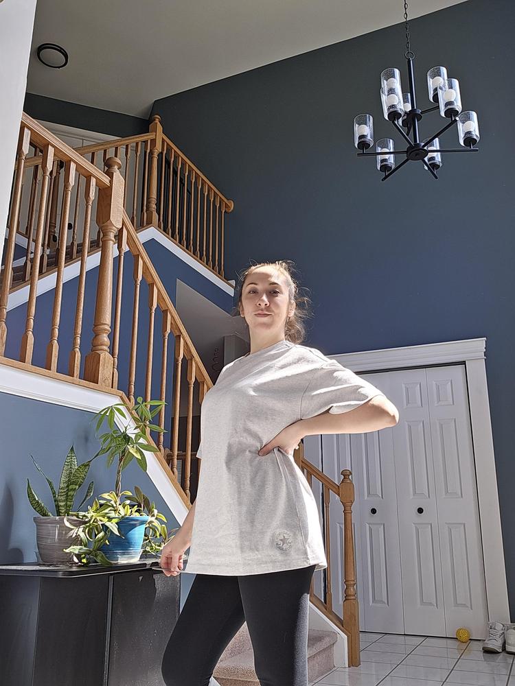 Cute shirt with nice, thick material. A little scratchy