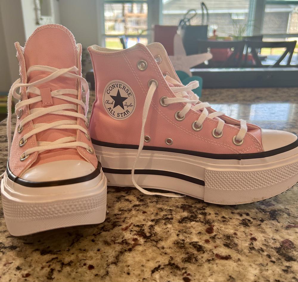This Chuck Taylor All Star Lift Double Stack Shoe is simply awesome! At first glance I wondered how these would feel on with the toe box curvature but let me tell you, not only does it walk and feel better than any other platform shoe I’ve ever worn, the curvature mimics the natural way your foot moves - so no clunky walking in these pretty shoes!! The color is vibrant and fun, I loved dressing these up with a cute sundress and then throwing them on with sweatpants and a jean jacket for an ultra comfy vibe, they are so versatile and pair well with almost anything for this spring/summer season! What I liked most was how comfortable they are, like walking on a cloud comfortable…Converse has completely upped their comfort game. These are a closet staple!