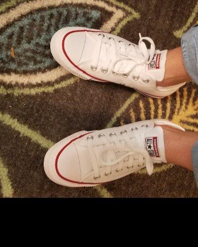 I love my Chuck Taylor All Star Canvas. I will be wearing them with dresses and shorts 2025. I wear a size 8 in other shoes, these I wear Standard Men's 5/Women's 7. I like the diamond pattern rubber sole.  Thank You Converse