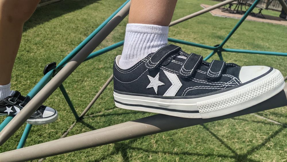 The Star Player 76 3V are a great make to the classic Converse shoe.  They seem to run slightly big/long.  Each shoe brand and model seem to fit differently, so my son's growing feet is hard to gauge accurately, but it does seem to have extra space for the given size, but isn't a big deal for youth sizes.  We love the "no laces" for easy on and off, plus it looks cool.  My son likes the feel and comfort now that they are breaking in.  He even commented on his ability to run in them for everyday play, although he wishes they had more grip.  The only negative I see is that the tongues rotate, which is a huge irritant for me on any shoe.  But, overall, I am jealous of the cool new shoes and may need to buy myself a pair.