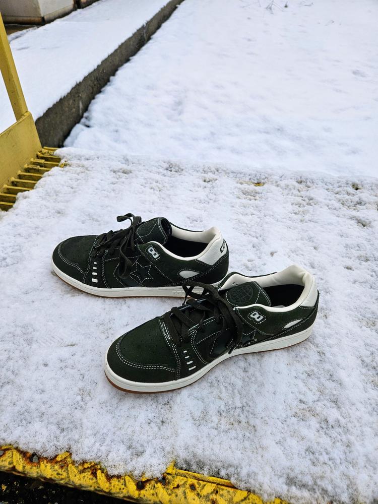 I absolutely love the look of these shoes. They have that classic low cut skate shoe style straight out of the 90's. The muted color looks great. The shoes are very comfortable, and easy to wear all day. They are extremely well made, and the suede feels buttery soft. The sizing fits as expected