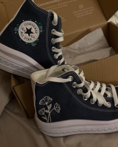 Was super exited for these, they didn’t disappoint but they also weren’t as good quality as I thought. I choose to add a smiley face on the toe cap and I think that explains why it looks painted, not a big fan of it but I’m still happy with my purchase. They fit exactly like my size (with converse you have to size it down one), I was afraid it would be too big because sometimes the same style in different versions are bigger than mine. Overall they’re great, just maybe watch out for the toe cap prints.