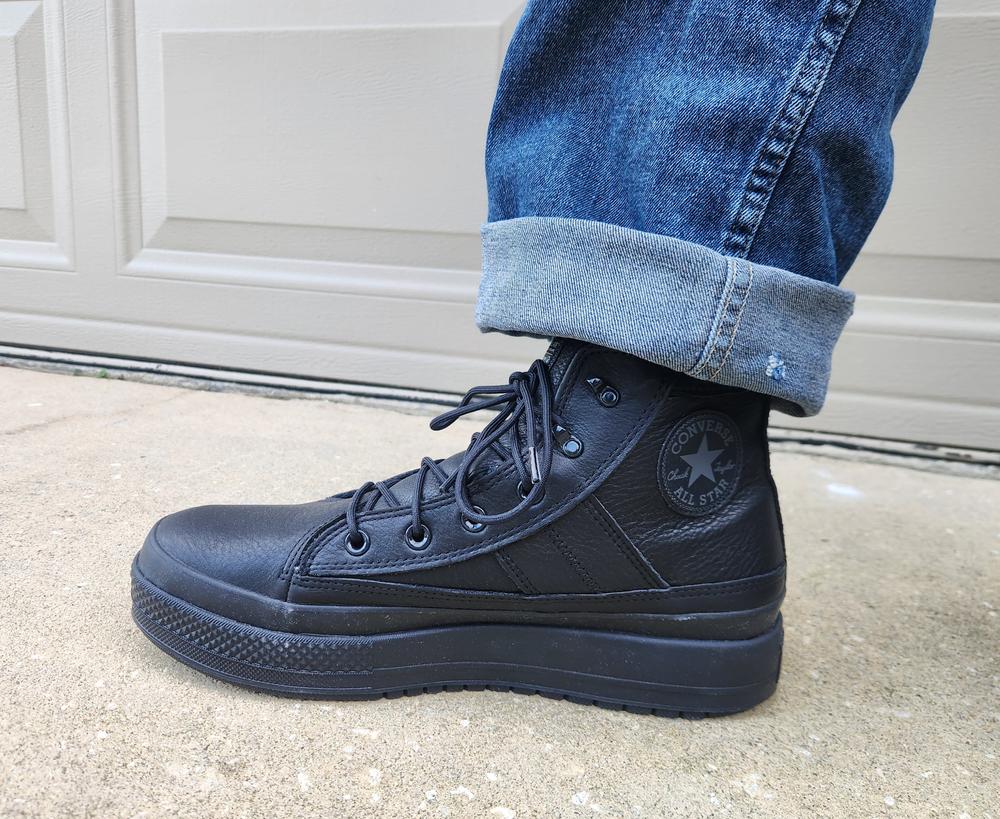 This was my first pair of this style of shoe and they are much more comfortable than I expected. They fit true to size and there was no need to break them in. I'm used to low top sneakers, but these high tops may honestly be my new favorite. The design makes them look like classic chucks, but you can dress them up or down. The fabric is waterproof, which is a nice bonus. It's been very rainy over the past few months the months, so I've really put them to the test with zero issues. My favorite part(s) about them is the comfort and the color. They don't hurt my feet after wearing them the whole day and they're pretty versatile and work with almost everything in my closet. The rubber bottom does get that strange dusty/dirty look if you're walking through a dusty or dirty area, but it's nothing too bothersome.