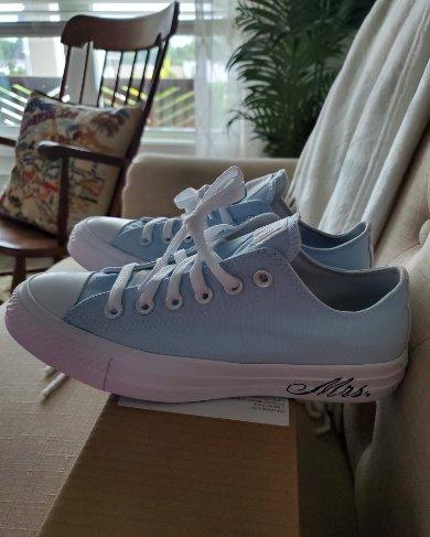 These sneakers came out even better than I imagined. So excited to wear them at my upcoming wedding reception ☺️