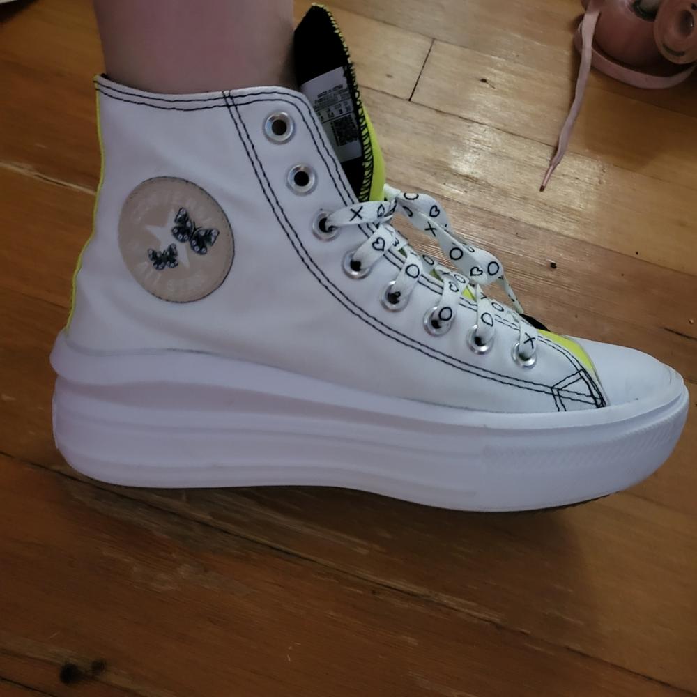 These run a little small but are comfortable and I can wear these all day long. It's a tighter fit so they work for narrow feet. I love that they make me taller without being really heavy or clunky. It was fun putting my personal touches. There were many color option to choose and I could add butterflies and fun shoelaces to make them  fit my style.