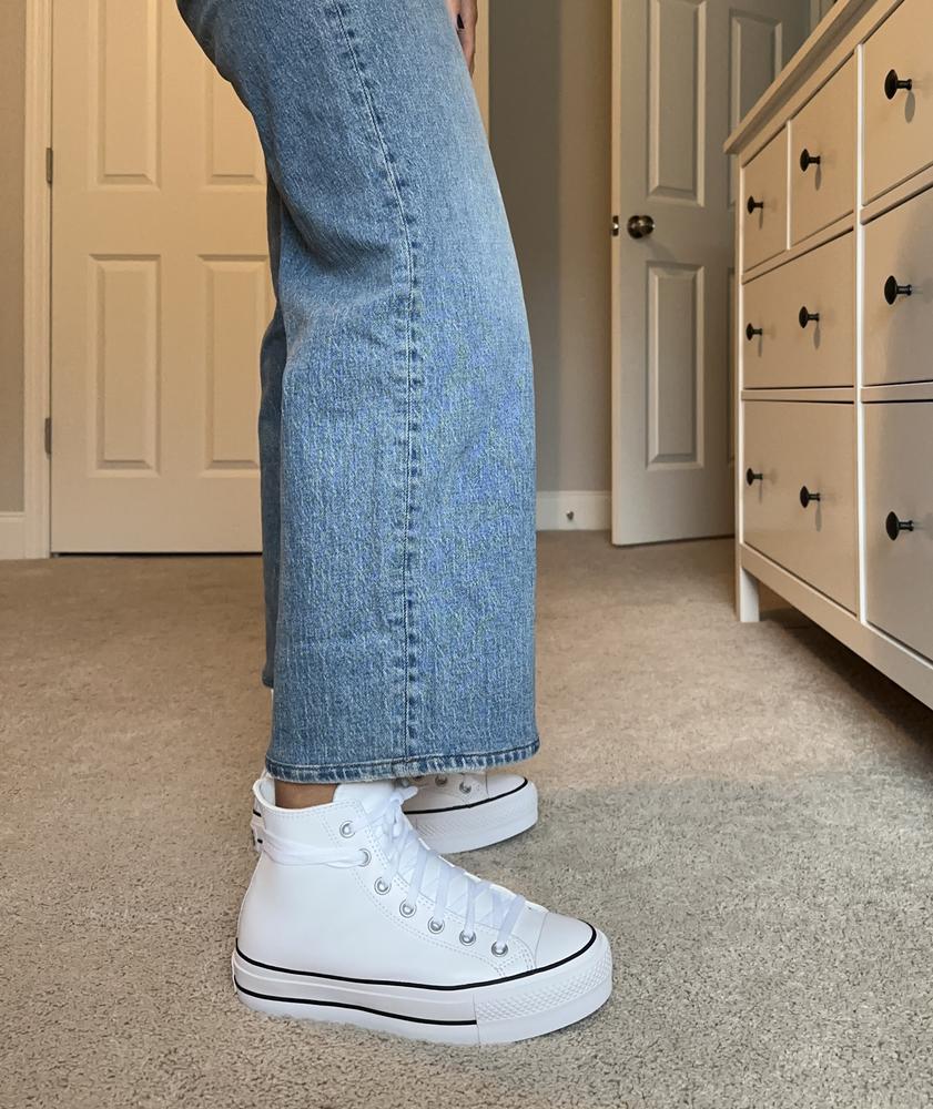 Love these so much! The comfort you know and expect from Converse. The thicker sole on these is very on trend. I love the addition of the fleece on the inner lining. It’s super cozy and soft, but not at all thick or bulky. I expect these will have just enough added warmth to make them the perfect fall/early winter shoe! I like that the shoelaces can be either wrapped around or traditional, and it’s easy to flip between the two if you’re unsure of which you prefer! (Or want to switch it up depending on the day/outfit). I will say that to do the wrap around style, the laces could be a touch longer, though the length is perfect for traditional lace up. I chose the all white leather style, which I love and feels a little elevated vs the traditional converse canvas. As the website advises, these do run a touch big. (I am between 7.5-8, 7.5 fit perfectly). Overall, a very on trend yet classic sneaker that is extremely comfortable! Definitely will be a cool season staple for me this season!