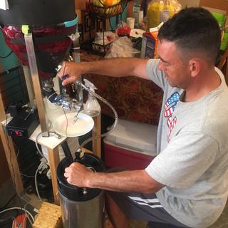 Transferring from modified fermenter with temp controls using water cooler glycol components...