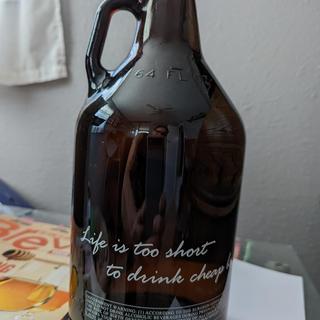 1/2 Gallon More beer Glass Growler Backside